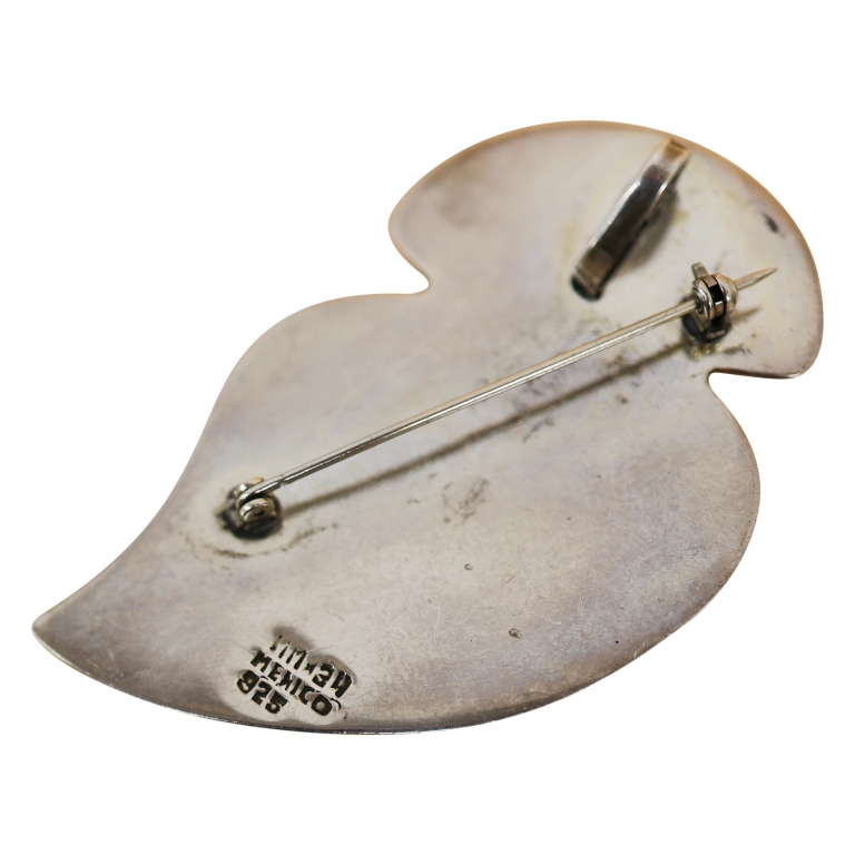 Signed Mexico Sterling Abstract Brooch Pendant