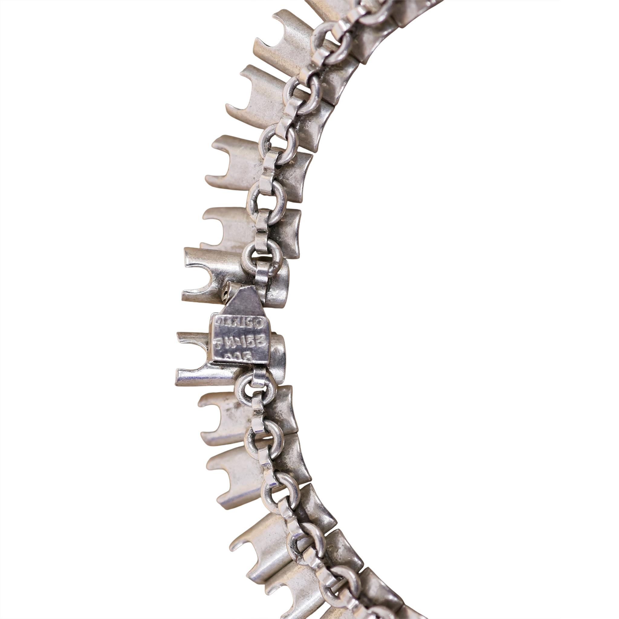 Signed TM-153 Taxco Mexico Sterling Onyx Choker