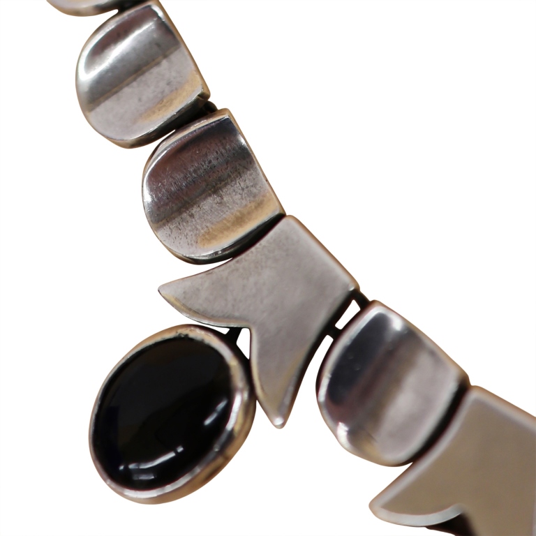 Taxco Mexico Sterling Onyx Thumbprint Choker