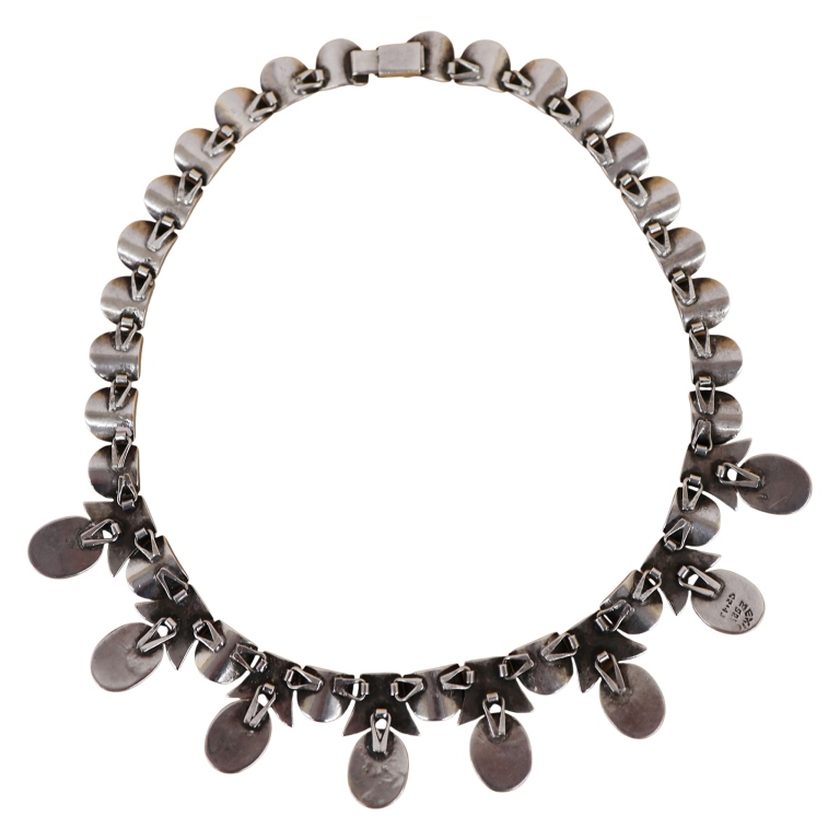 Taxco Mexico Sterling Onyx Thumbprint Choker