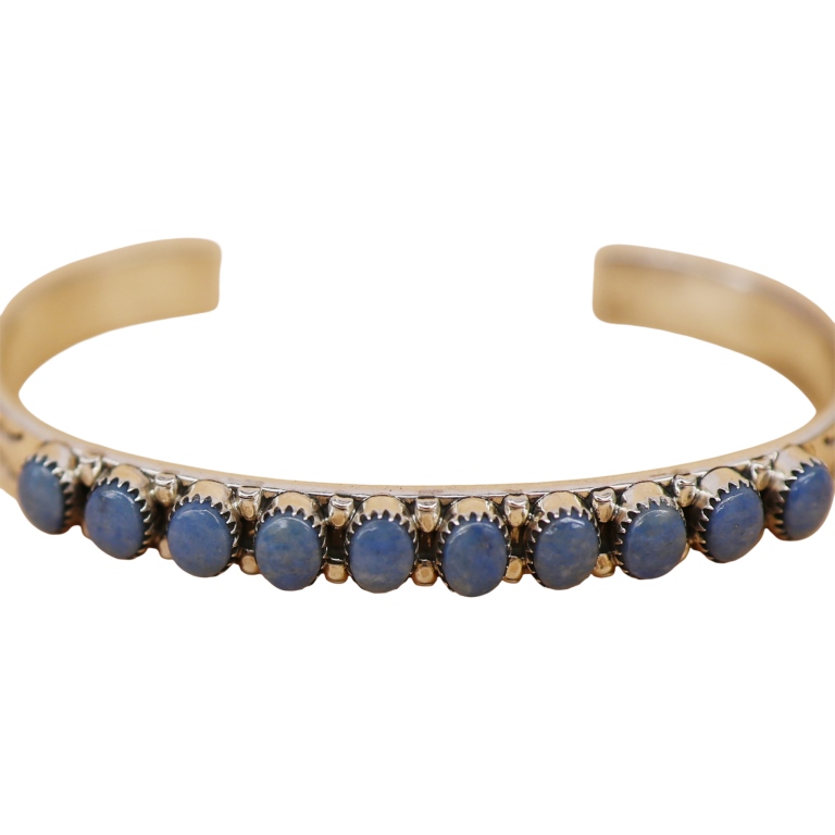 Signed H. M. Coonsis Zuni Sterling Lapis Cuff