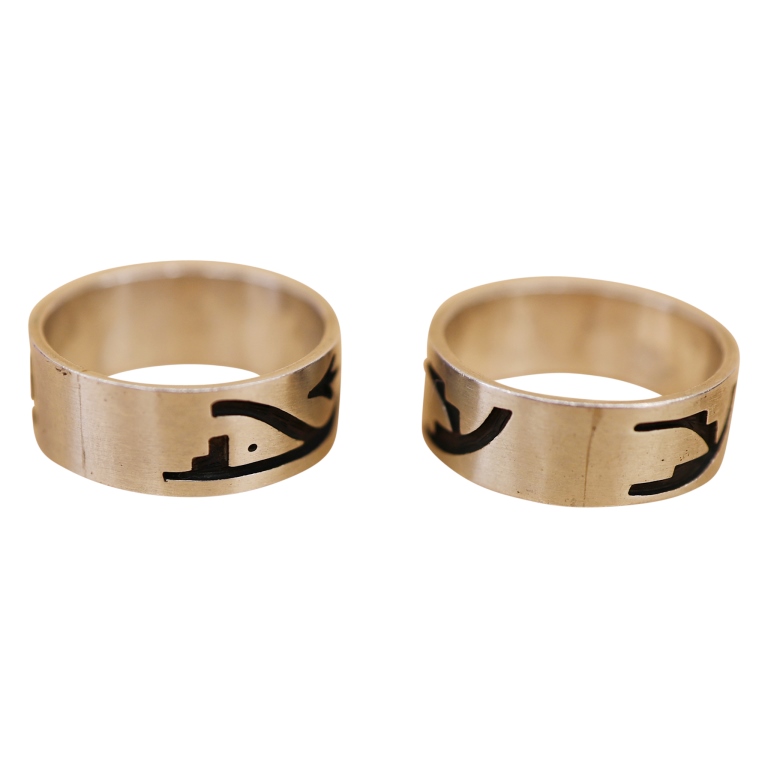 Gene Pooyouma Hopi Sterling Overlay Rings