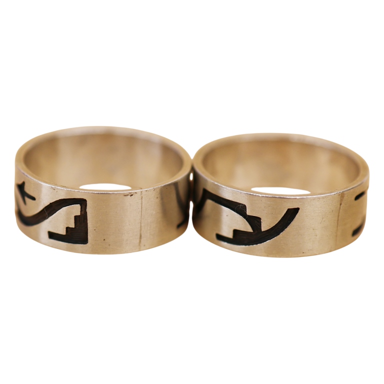 Gene Pooyouma Hopi Sterling Overlay Rings