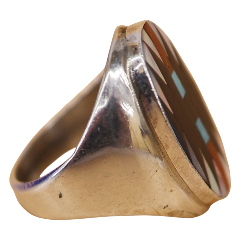 Charlotte Dishta Zuni Inlaid Stone Sterling Ring