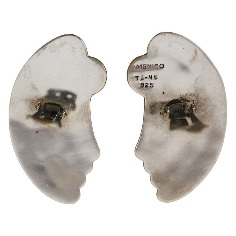 Inlaid Abalone & Enamel Sterling Earrings- Mexico