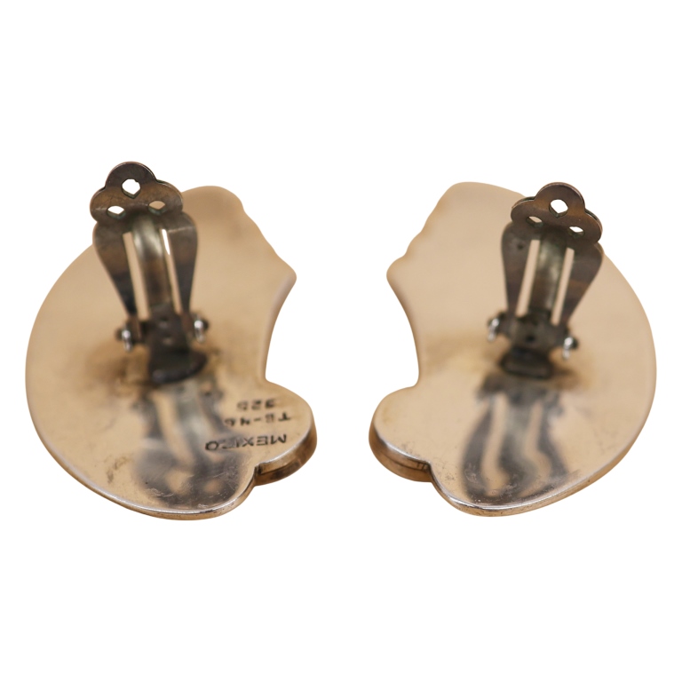 Inlaid Abalone & Enamel Sterling Earrings- Mexico