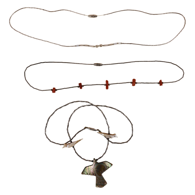 Native American Fetish, Coral, MOP Necklace Lot