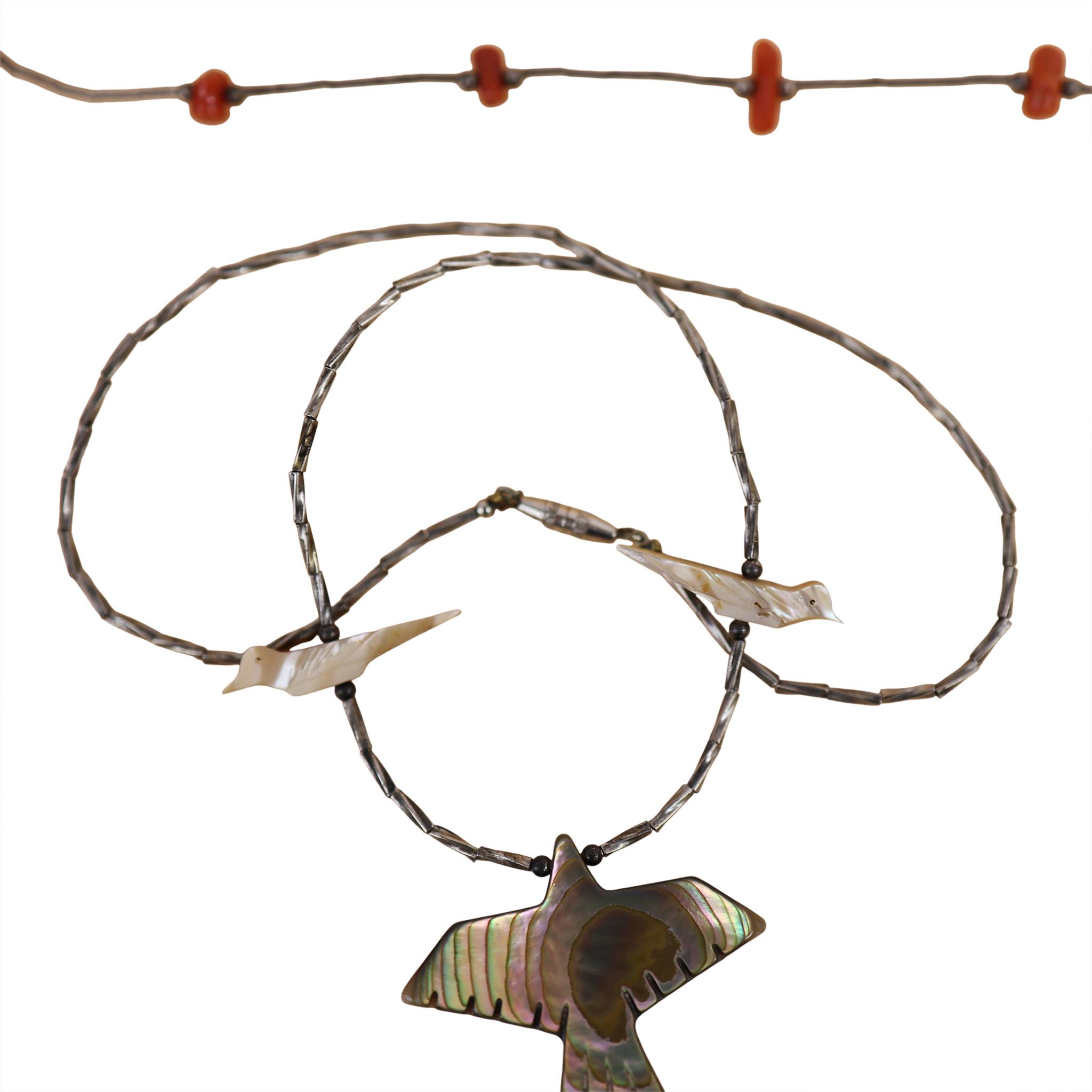 Native American Fetish, Coral, MOP Necklace Lot