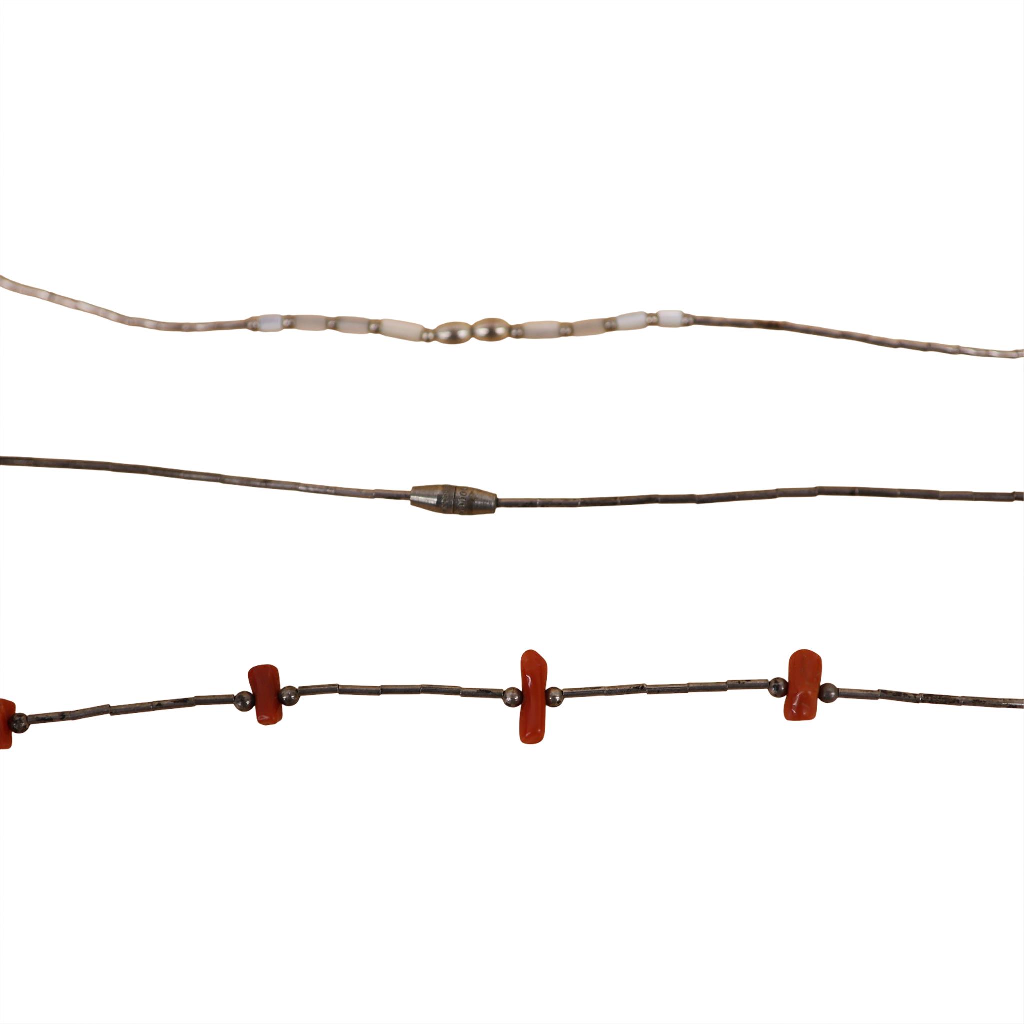 Native American Fetish, Coral, MOP Necklace Lot
