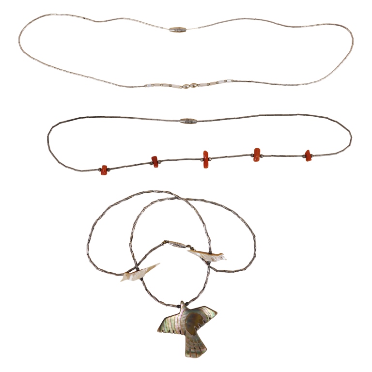 Native American Fetish, Coral, MOP Necklace Lot