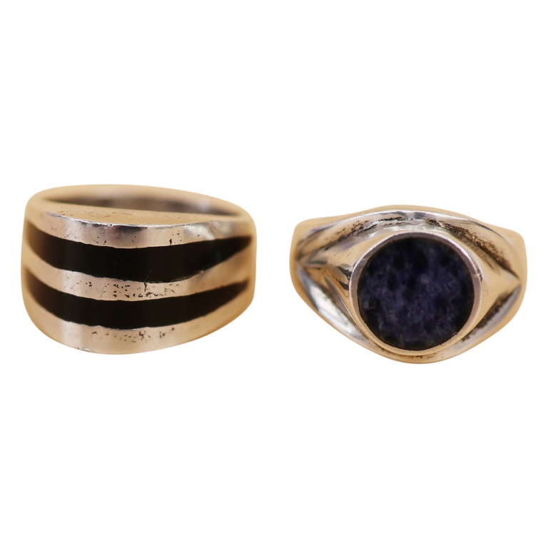 Sterling Inlaid Onyx & Lapis Men's Rings- Mexico