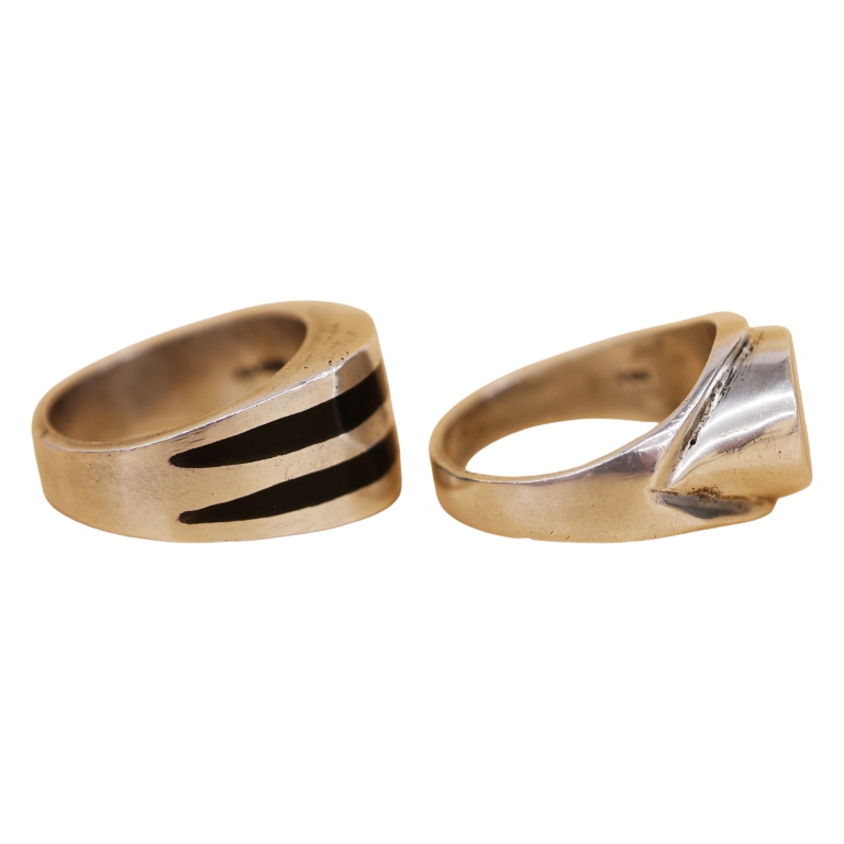 Sterling Inlaid Onyx & Lapis Men's Rings- Mexico