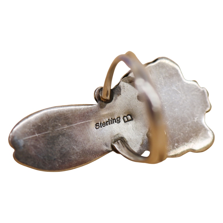 Lawrence Baca Southwestern Sterling Onyx Leaf Ring