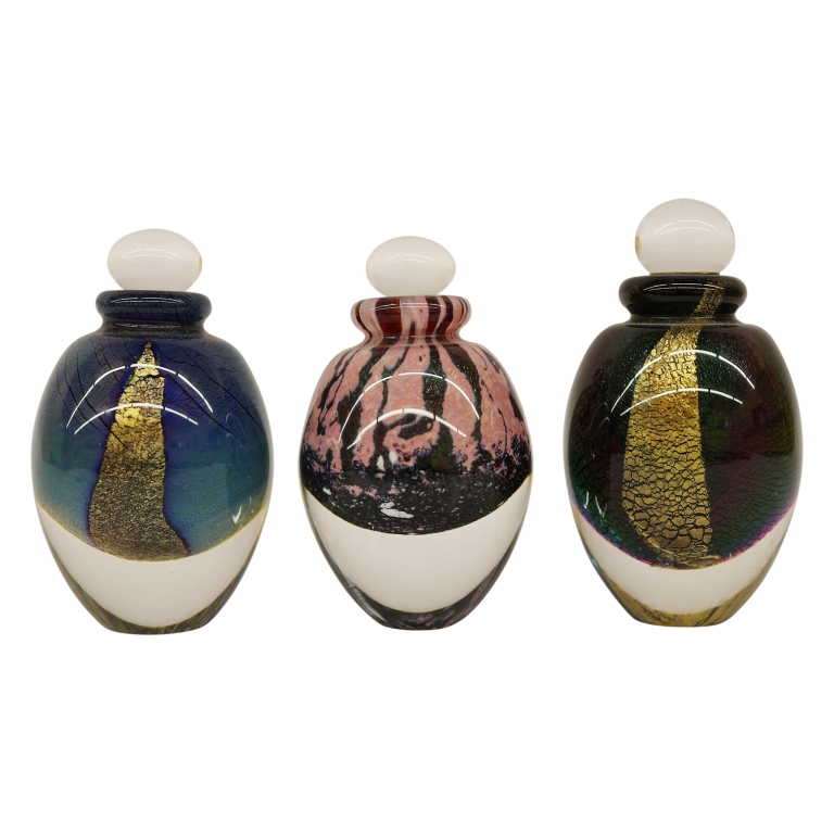 Robert Eickholt Signed Art Glass Perfume Bottles