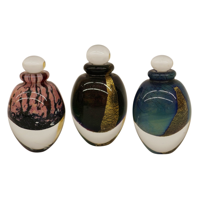 Robert Eickholt Signed Art Glass Perfume Bottles
