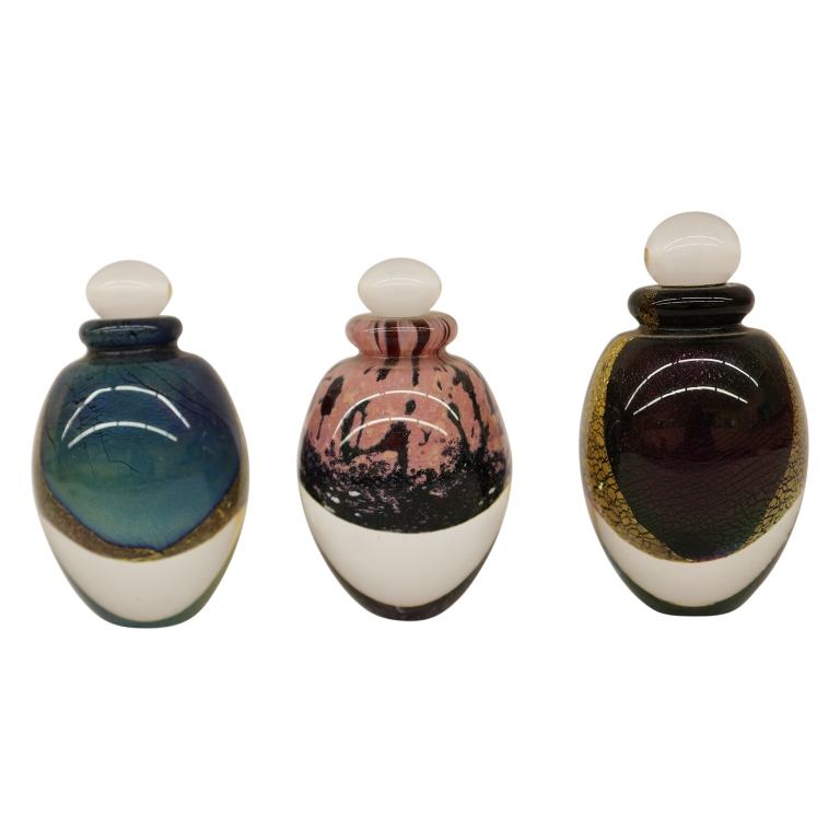 Robert Eickholt Signed Art Glass Perfume Bottles