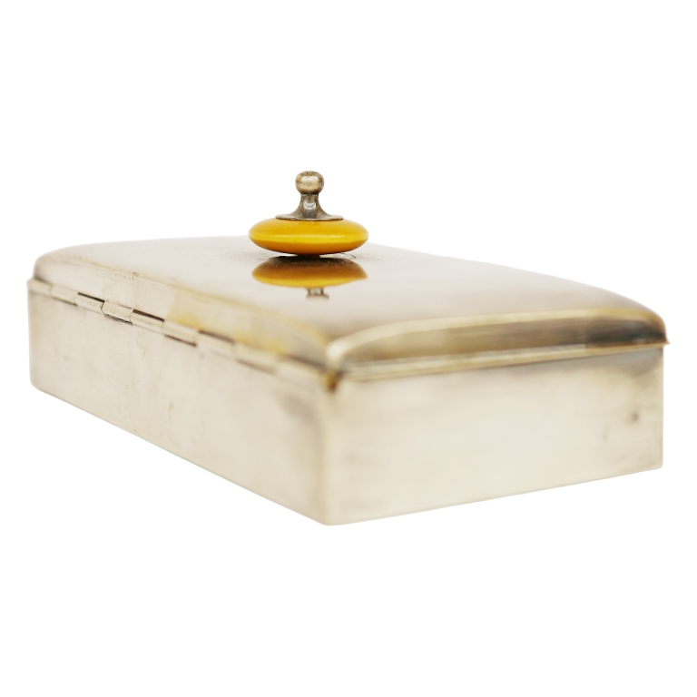 Poole Silverplate & Bakelite Cigarette Box