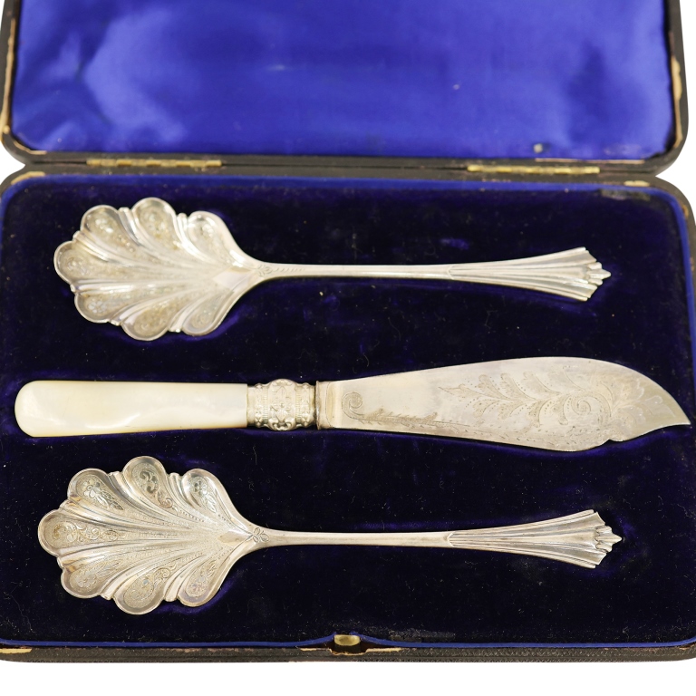 Victorian Silver-Plated Flatware Serving Set