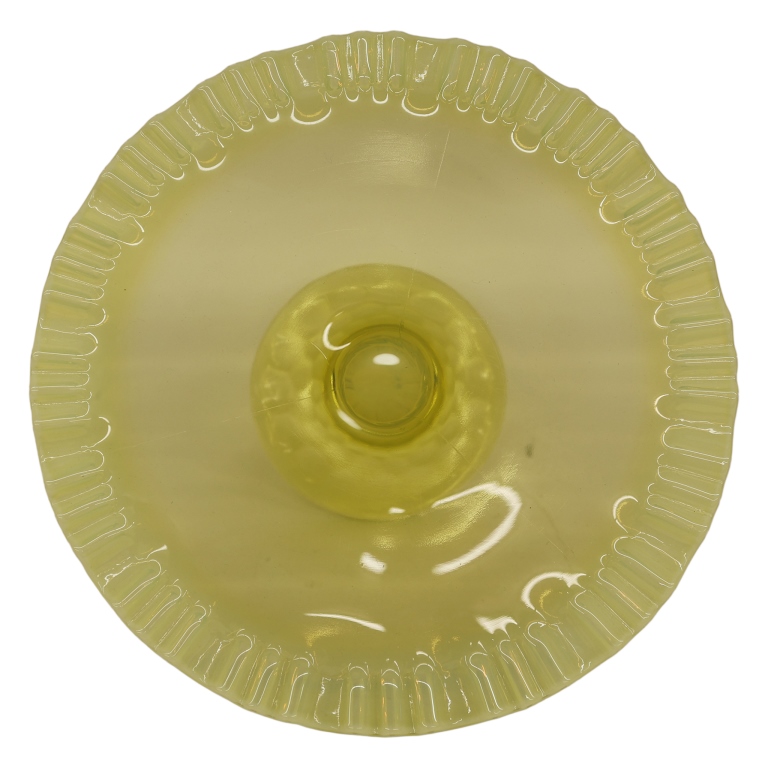 Vaseline Uranium Primrose Pattern Cake Stand