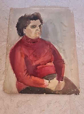 ציור ישראלי מקורי ישן, אקוורל על קרטון. ציור ישראלי מקורי ישן, אקוורל על קרטון. 
נושא - דיוקן 