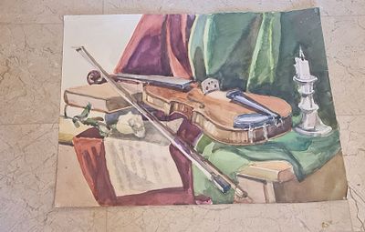 ציור יפהפה מקורי ישן, עבודה של אמן רוסי, אקוורל על קרטון. ציור יפהפה מקורי ישן, עבודה של אמן 