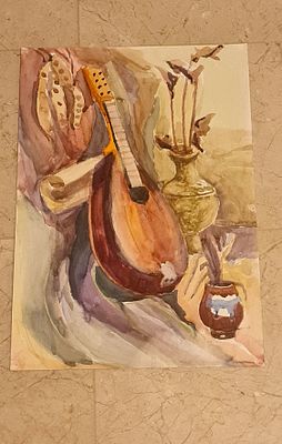 ציור יפהפה מקורי ישן, עבודה של אמן רוסי, אקוורל על קרטון. ציור יפהפה מקורי ישן, עבודה של אמן 