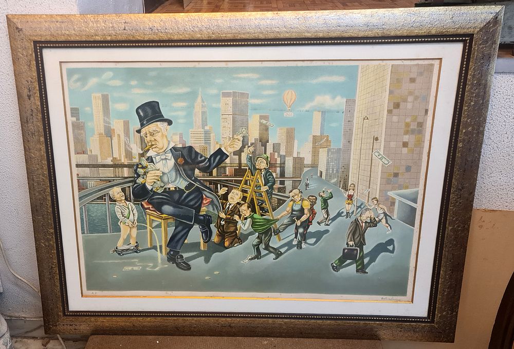 Rubinstein ישראל רובינשטיין (1904-1982) - "הבוס" ליטוגרפיה AP חתומה בעפרון . Rubinstein ישראל 