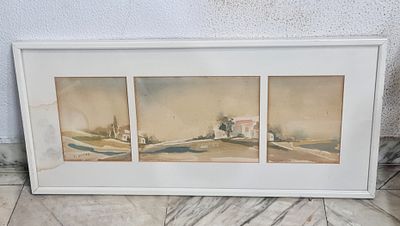 יונה אבישר Y. Avisar ציור מקורי חתום, אקוורל על נייר, נתון במסגרת עץ . יונה אבישר Y. Avisar 