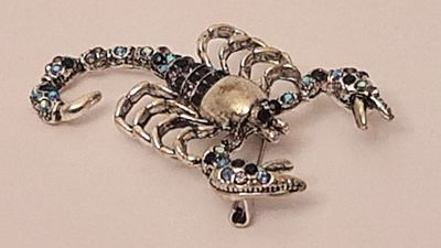 Brooch סיכה תליון יפהפיה וצבעונית בצורת עקרב, משובצת באבני קריסטל צבעוניות. Brooch סיכה תליון 