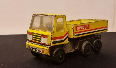 USSR פריט אספנות נדיר, משאית צהובה סובייטית רוסית גדולה, עשויה מתכת. USSR פריט אספנות נדיר 