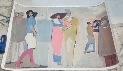 Schneuer - דוד שניאור (1905-1988), ליטוגרפיה אקפרסיוניסטית צבעונית גדולה חתומה. Schneuer - דוד 