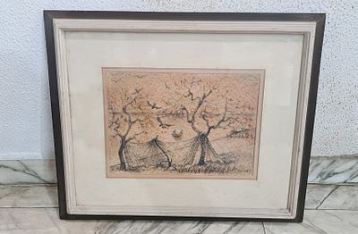 Zvi Livni צבי לבני (1906-1987) ציור מקורי חתום, 35X26 ס"מ. Zvi Livni צבי לבני (1906-1987) ציור 