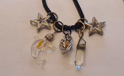 שרשרת חוליות ארוכה עם 5 תליוני Charm, מצופים כסף, בסגנון בוהו שיק. שרשרת חוליות ארוכה עם 5 