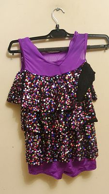 Tiered Ruffle Biketard בגד גוף לילדות להופעות וסגנונות ריקוד כמו ג/אז או סטפס. Tiered Ruffle 