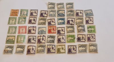 Palestine אוסף 48 בולי פלשתינה א"י תקופת המנדט הבריטי, כולל בולי הכנסה ובולי דאר . אוסף 48 בולי 