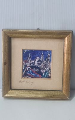 M.Folickmann מיכאל פוליקמן ליטוגרפיה מיניאטורית של Holy Nativity בית לחם כנסיית המולד, חתומה 