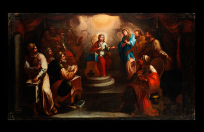 Possible attribution to Antoni Viladomat, Jesus Preaching at the Temple, 18th century Spanish 