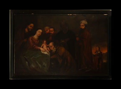 Adoration of Kings, 17th century. Oil on canvas, measurements: 135 x 90 cm, measurements with 