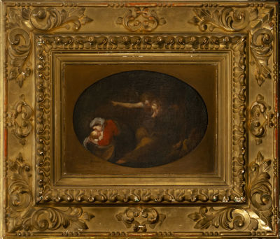 The dream of Saint Joseph in copper oval Italy or Portugal 17th century. Measurements: 33 x 24 