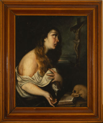 Mary Magdalene of the 18th century. Measurements: 41 x 33 cm, measurements with frame: 55 x 45 cm
