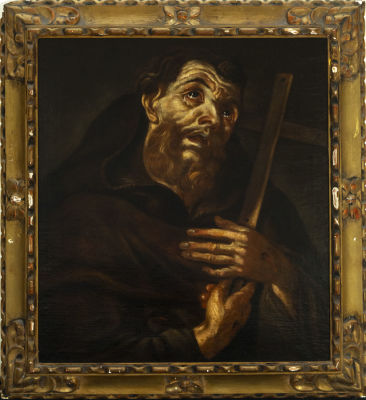 Oil on canvas of Saint Francis from the 18th century. Measurements: 66 x 57 cm, measurements 