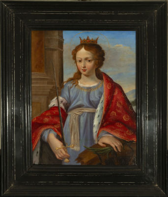 Exquisite Sainte Catherine Italian or Flemish school on copper from the 16th century to the 