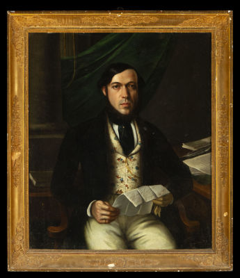 Portrait of a Gentleman, 19th century romantic school. Oil on canvas, measurements: 77 x 64 cm 