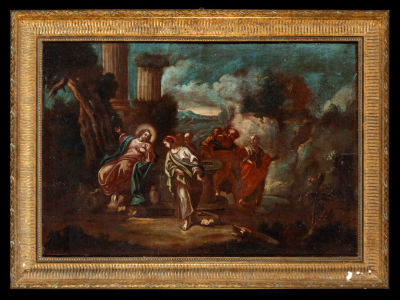 Flemish or Italian school biblical scene of the 18th century. Oil on canvas, measurements: 75 x 