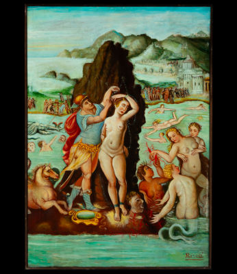 19th century mythological scene. Oil on canvas, measurements: 100 x 71 cm