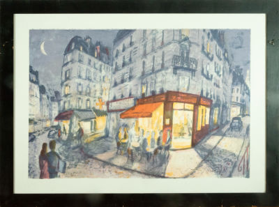 "Paris", Lithography 24/100, Josep Moscardó (Barcelona, ​​1953). Measurements with frame: 70 x 90 cm