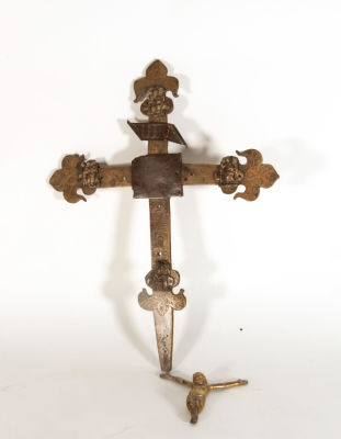Crucifix with Gothic Christ 14th - 15th centuries, Silos, Burgos, Spanish Castile Medieval work. 