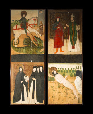 Pair of late - Romanesque, early Gothic - Catalan, 14th to early 15th century panels, circle of 