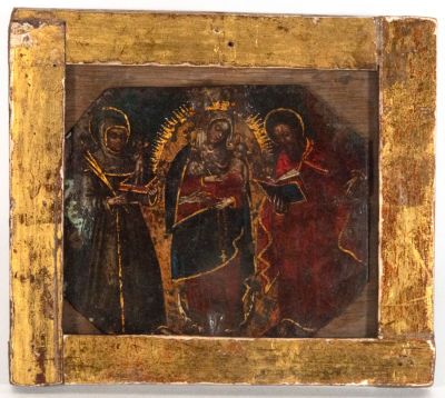 Rare oil painted copper miniature with the Virgin of Chiquinrá. Colombian colonial work, New 