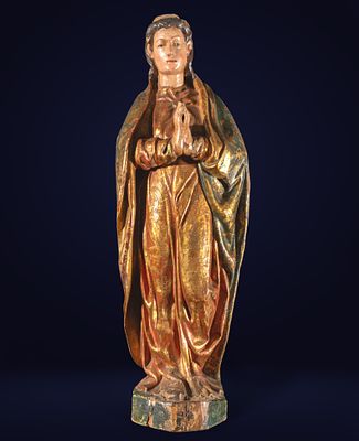 16th Century Spanish School - Immaculate Conception. Polychrome and gilded carved wood. 